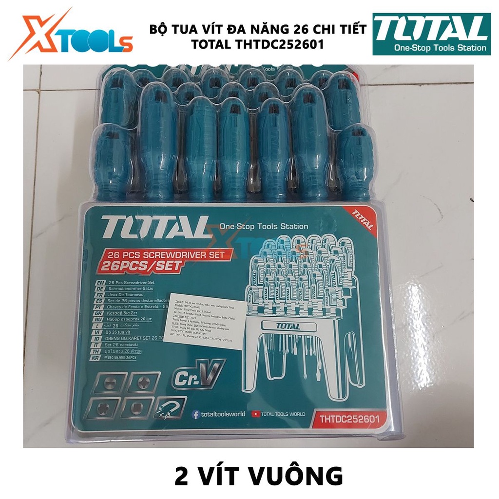 Bộ tuốc nơ vít đa năng 26 chi tiết TOTAL THTDC252601 |Bộ 26 tua vít dẹp, bake, sao, tua vít vuông [CHÍNH HÃNG] [XTOOLs]