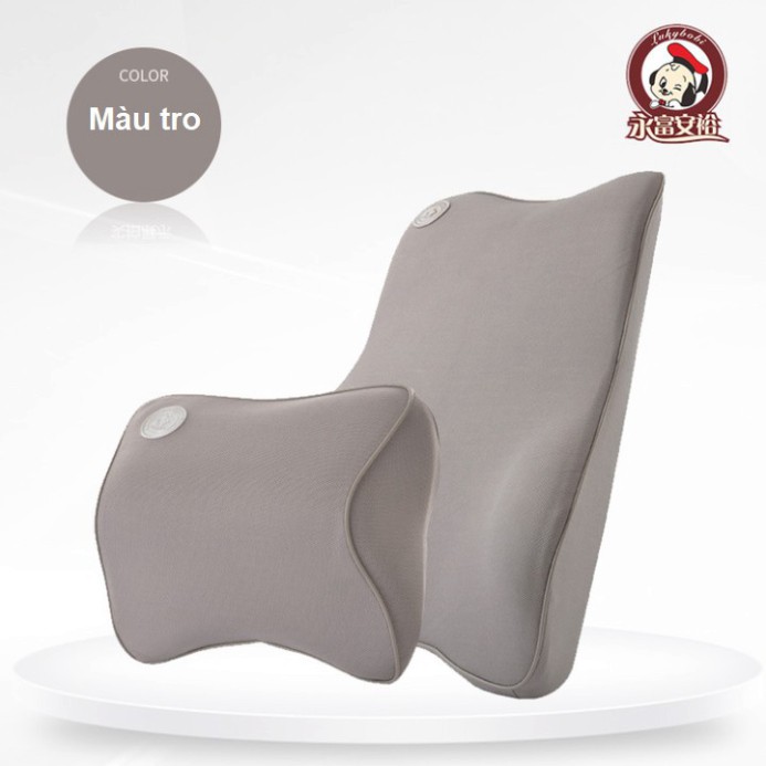 Sản Phẩm Bộ gối tựa cổ, lưng chất liệu cao su non cao cấp dùng trên xe hơi, ô tô GE04 - Hàng Nhập Khẩu Cao Cấp .