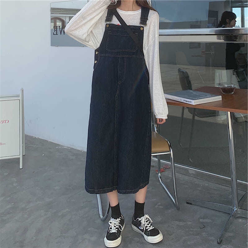 Đầm IELGY denim hai dây thời trang nhỏ nhắn dành cho nữ