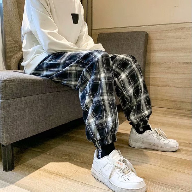 Quần Dài Nam Họa Tiết Caro Thời Trang Phong Cách Hàn Quốc