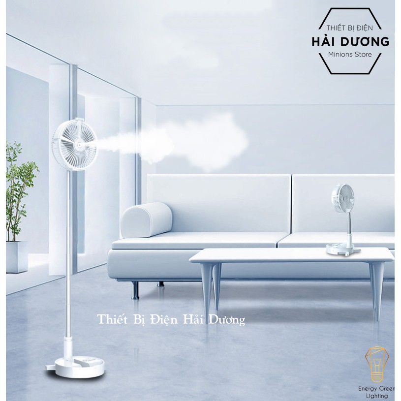 Quạt Tích Điện Phun Sương Có Đèn 3 Kiểu Dáng Thông Minh TN135  - Energy Green Lighting - Bảo hành 18 tháng