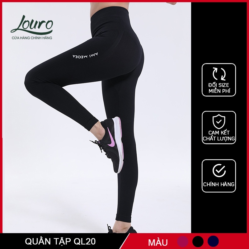 Quần tập Yoga nữ Louro QL21 cạp lưng cao, co giãn 4 chiều, thoáng mát, dùng quần tập Gym, Yoga, Zumba, Aerobic