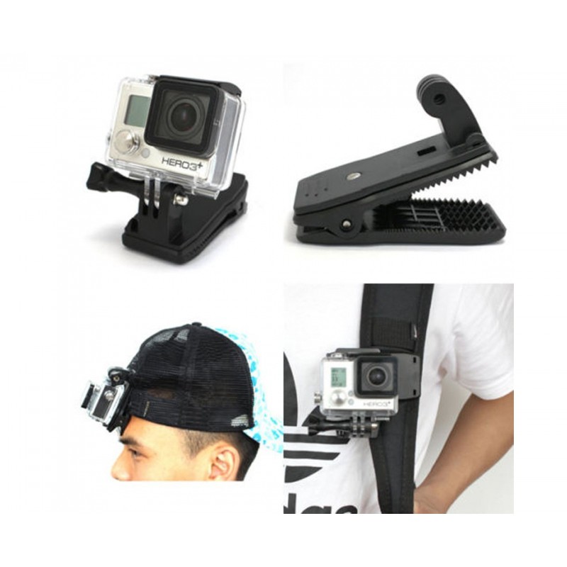 360' ROTARY BACKPACK HAT REC-MOUNTS CLIP FAST CLAMP MOUNT FOR GOPRO HERO