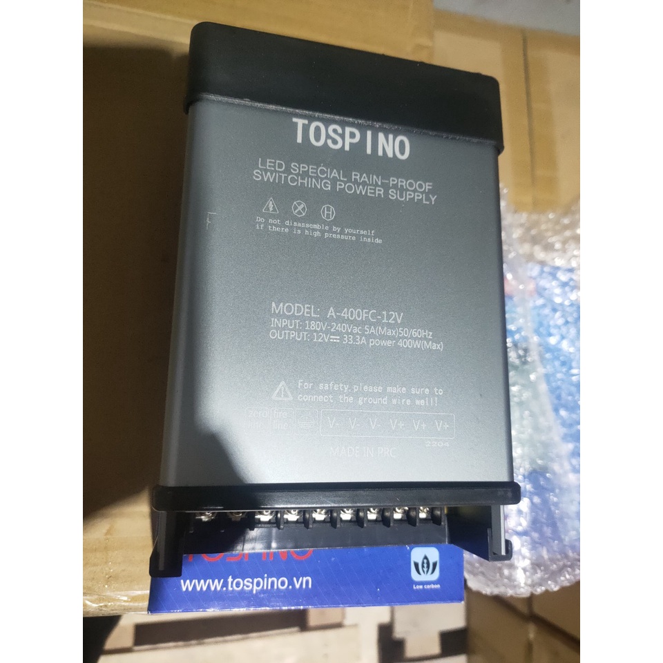 Nguồn 12v-33,3a -400w vỏ nhôm chống nước ngoài trời an toàn khi sử dụng.