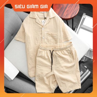 [ BỘ ĐŨI HOT ] Bộ quần áo đũi nam cổ bẻ cài cúc, bộ đũi nam chất vải đũi thoáng mát thấm hút mồ hôi - W REAL M