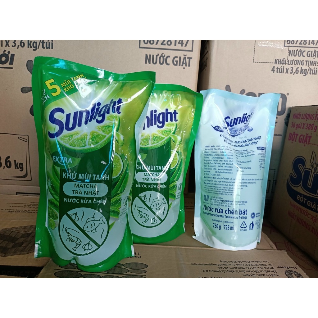Nước Rửa Chén Sunlight Túi 750g Chanh/Trà Xanh/Thiên Nhiên