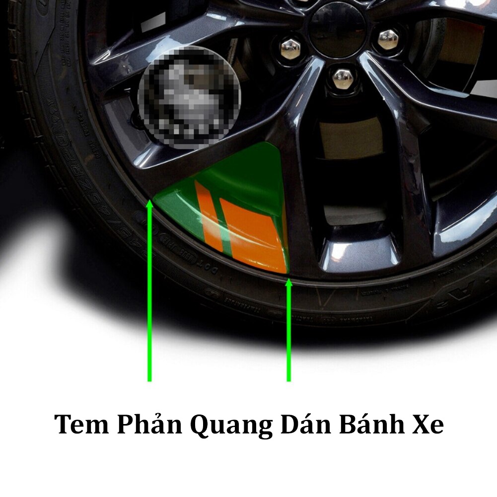 Bộ 6 miếng dán Vành Bánh Xe Trang Trí Phản Quang Tiện Dụng