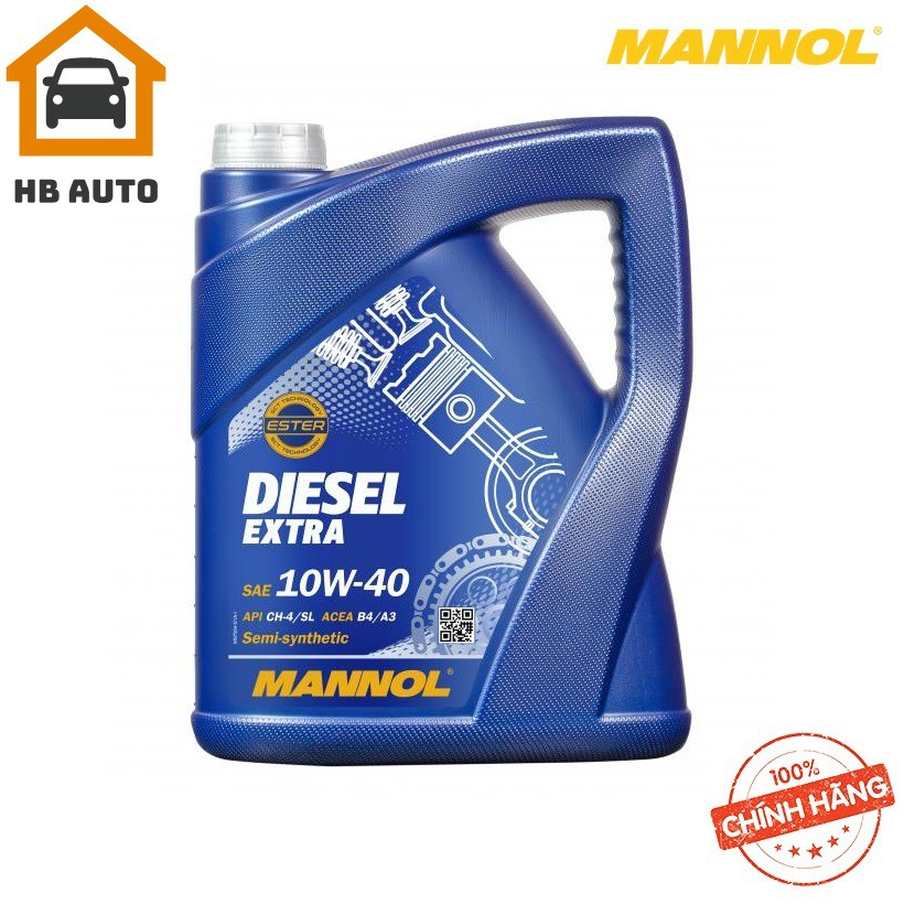 [Cao Cấp] Nhớt MANNOL 7504 Diesel Extra 10W-40 CH-4/SL | A3/B4 – 5Lít Hàng Đức Chính Hãng –HB AUTO