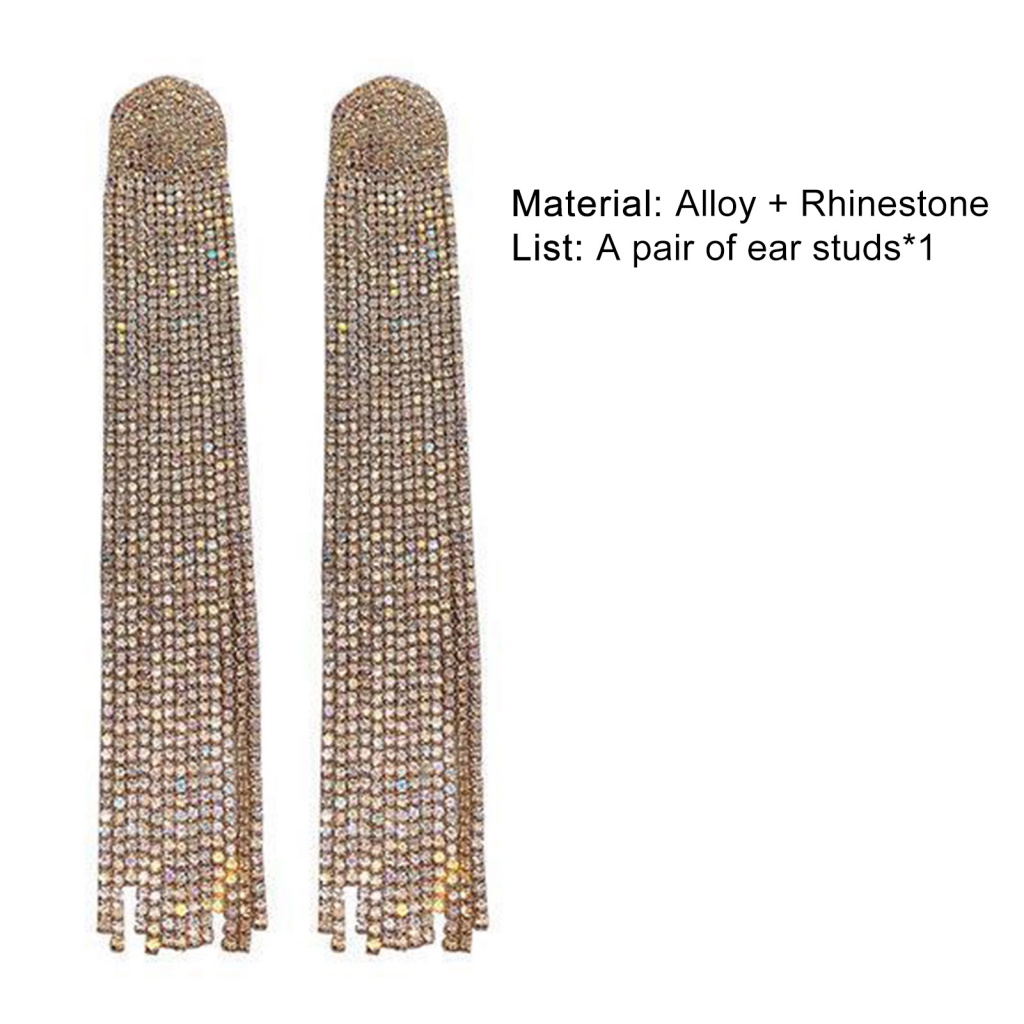 Bông Tai Tua Rua Dáng Dài Bằng Hợp Kim Đính Đá Thời Trang Cho Nữ