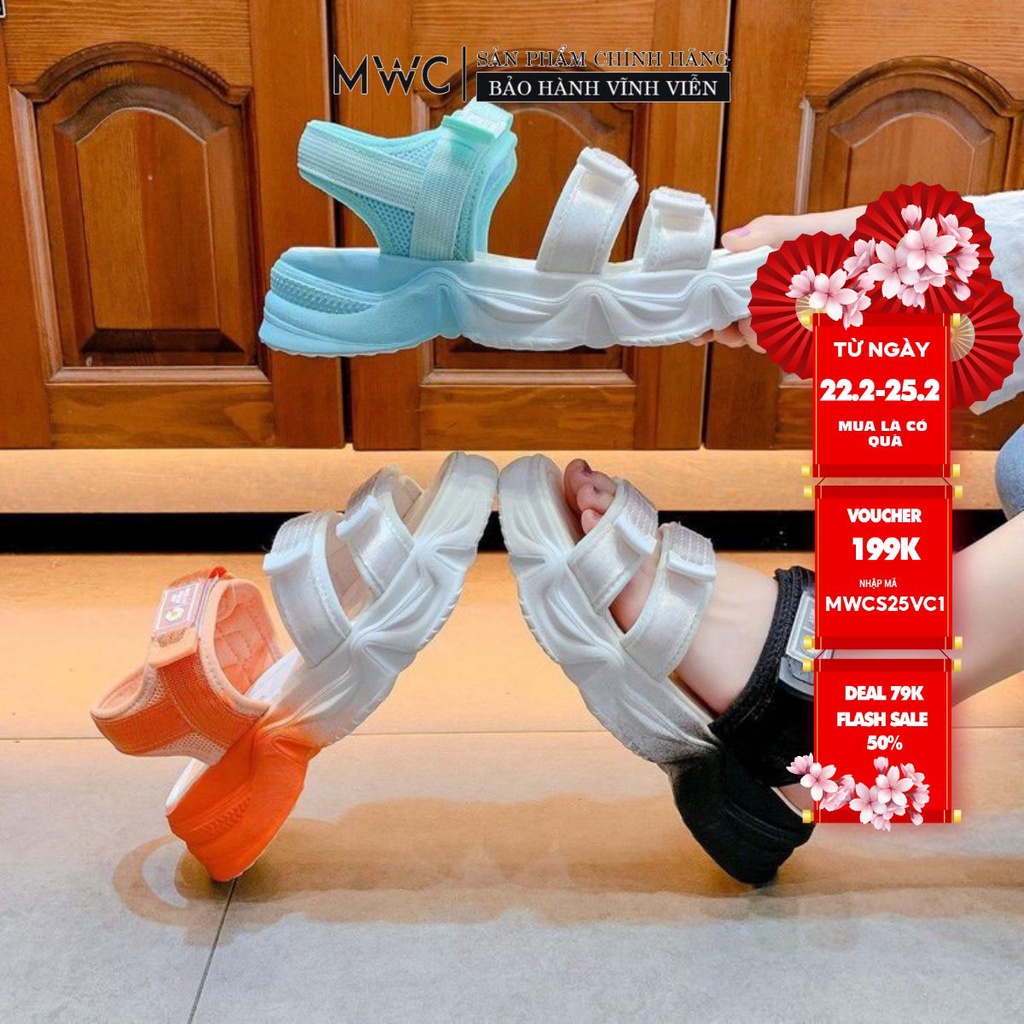 Giày Sandal Nữ thời trang MWC sandal hoa cúc đế 3cm quai dán 2 màu phá cách siêu chất  NUSD- 2769