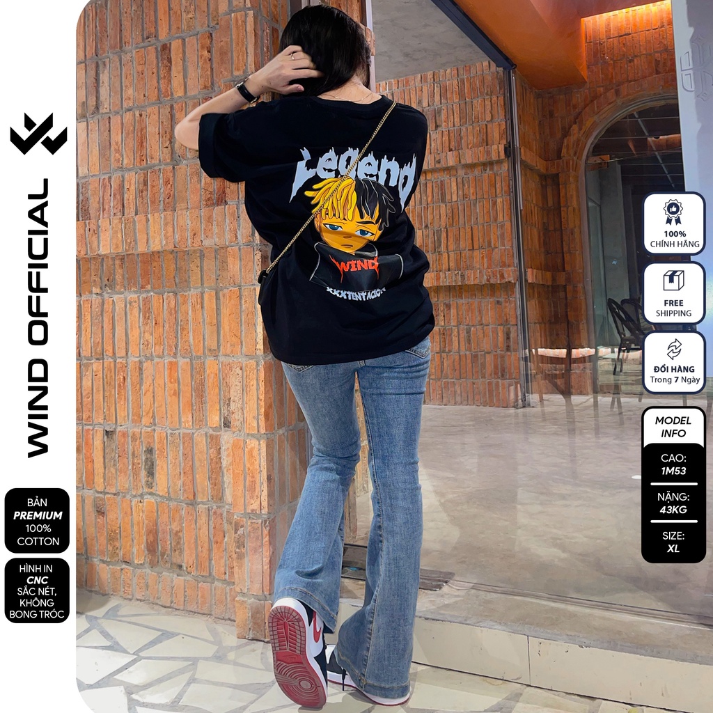 Áo thun tay lỡ unisex WIND phông form rộng 65% Cotton Legend nam nữ oversize