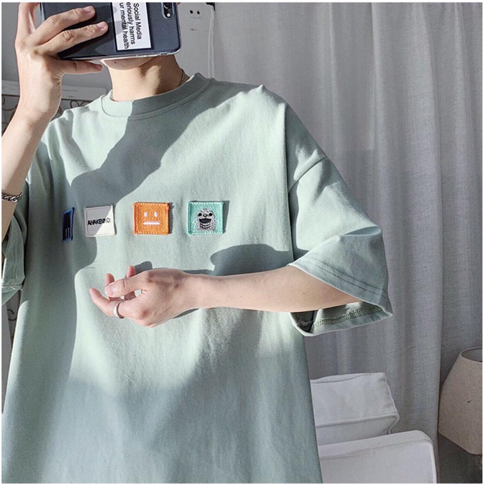 [ Có Ảnh Thật ] Áo thun tay lỡ form rộng - phông nam nữ oversize - T shirt thêu 4 logo a - 2N Unisex | BigBuy360 - bigbuy360.vn