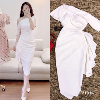Váy body trắng chéo vai V1014 - DVC Phân phối chính thức (Kèm ảnh thật trải sàn do shop tự chụp)