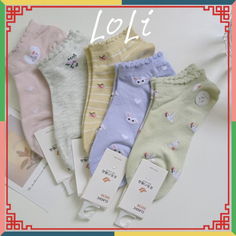 Tất Vớ Nữ Cổ Ngắn In Hình Dễ Thương Phong Cách Hàn Quốc Cho Nữ (TN025)