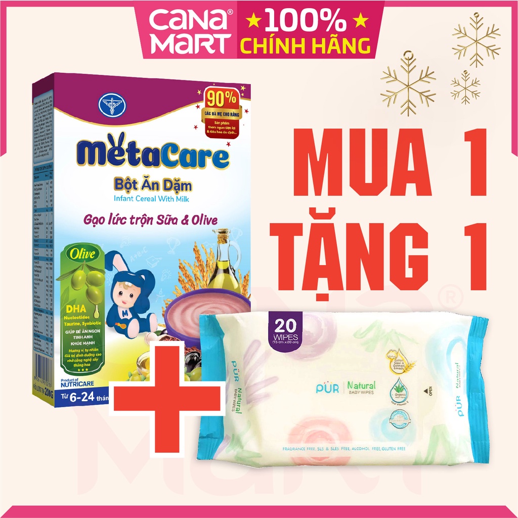 Bột ăn dặm Metacare Gạo lức trộn sữa & olive cho bé từ 6-24 tháng tuổi (200g)