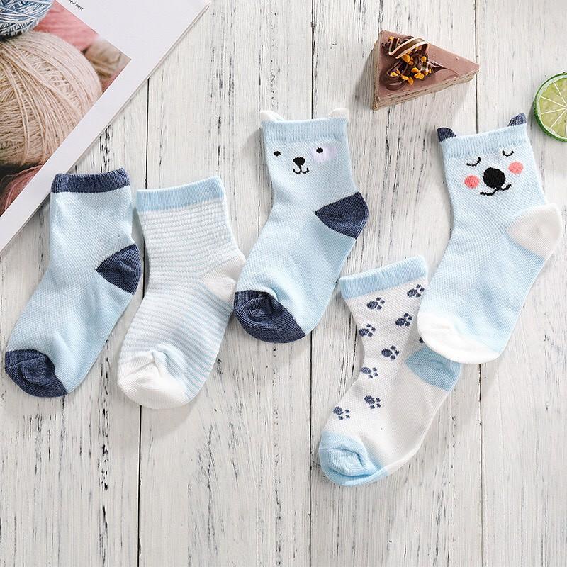 Sét 5 đôi tất lưới điều hoà cao cổ co dãn thoáng khí sử dụng được quanh năm cho bé
