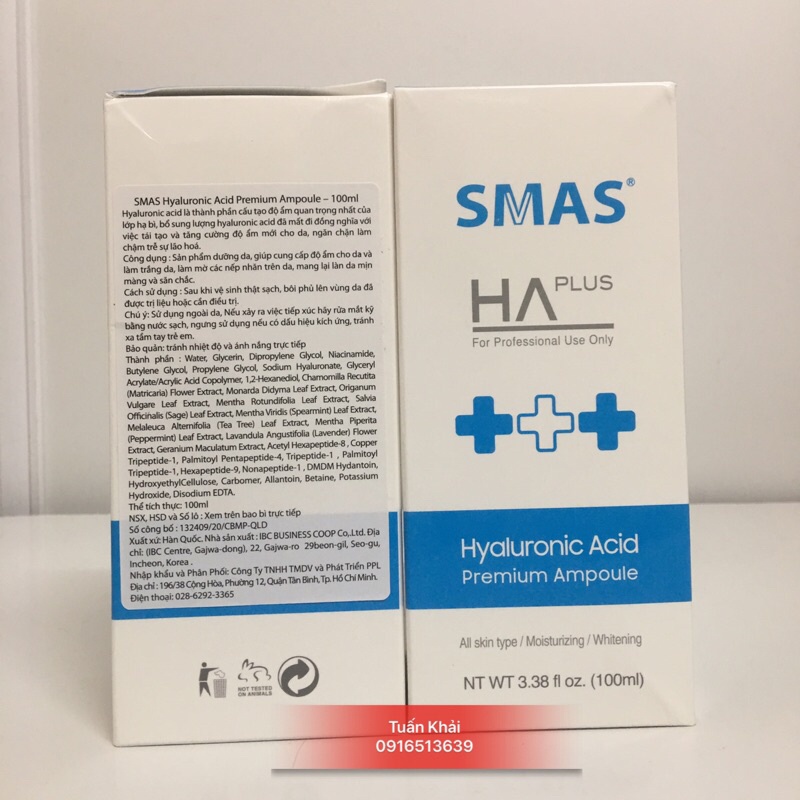 Smas HA plus / SMAS HA serum cấp ẩm chai 100ml