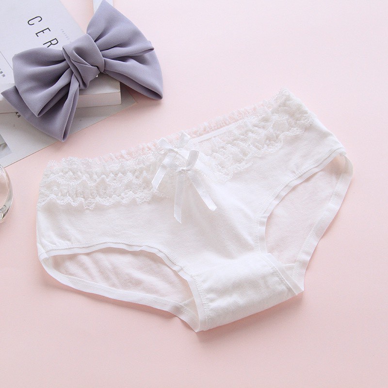 Quần Lót Nữ Cotton cao cấp phối viền ren tầng đính nơ mỏng mát tôn dáng Mẫu 3127