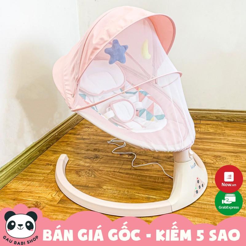 FREE SHIP !!! Nôi rung điện tự động Kub màu hồng cho bé có điều khiển từ xa