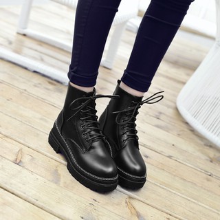 giày da ulzzang bốt cao cổ buộc dây kiểu dáng hàn quốc ẢNH THẬT Ở CUỐI HÌNH