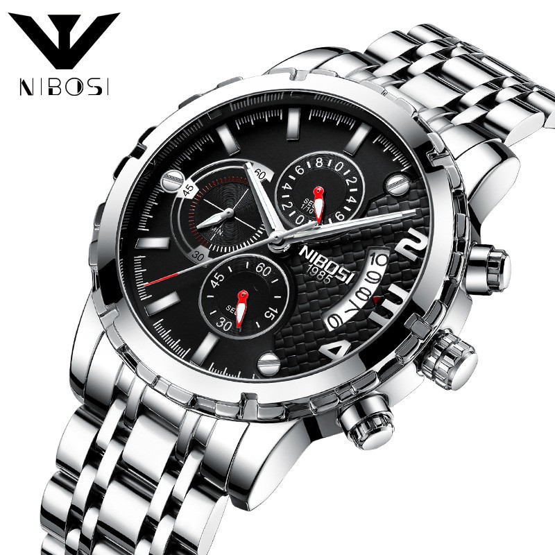 Đồng Hồ Nam NIBOSI 2356 Dây Thép Đầy Lôi Cuốn Lịch Lãm, Thiết Kế Tinh Tế, Mạnh Mẽ. Chính Hãng. FullBox