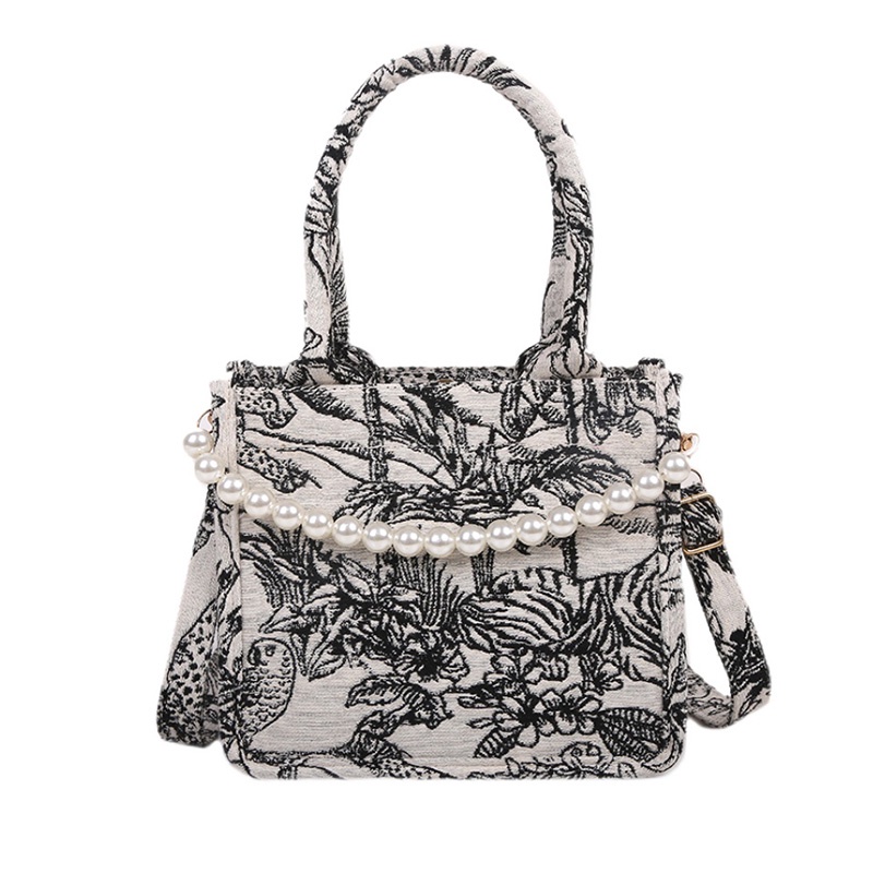 Túi đeo chéo vải canvas cỡ lớn thêu họa tiết thời trang mùa hè thời thượng cho nữ