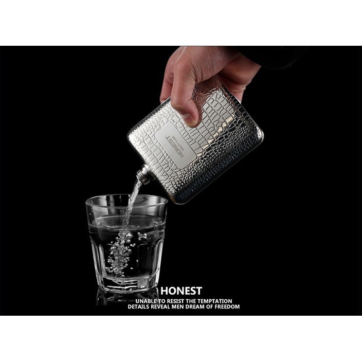 Bình đựng rượu inox bỏ túi Honest 6oz , hoa văn da cá sấu cực cá tính