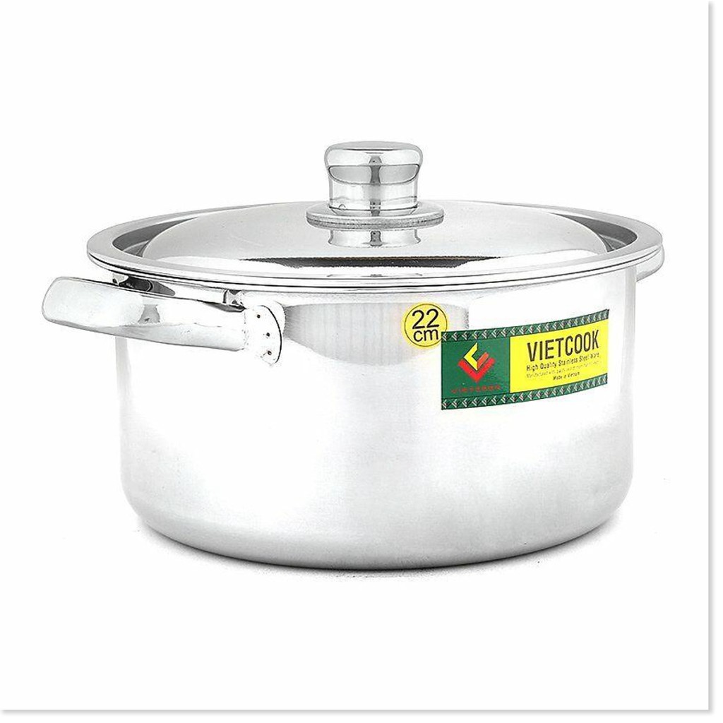 Nồi inox Vietcook nắp inox 3 đáy- size 24cm