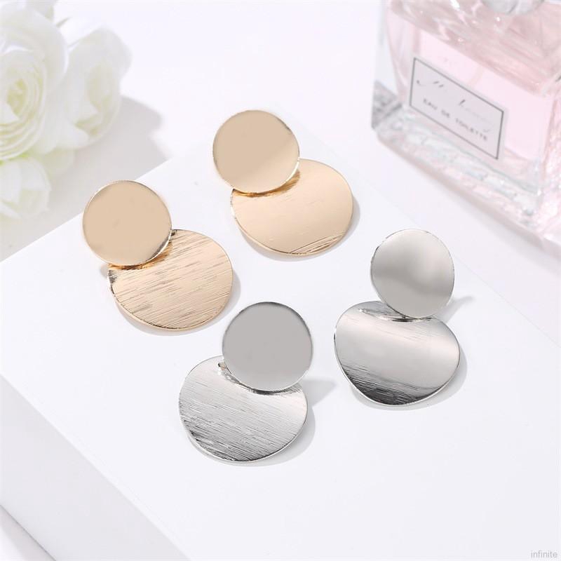 Women Ethnic Style Retro Metal Stereo Mirror Stud Earrings