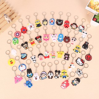 (Trộn 25 mẫu) Sỉ 100 móc khóa silicon hoạt hình - Móc khoá cute nhiều mẫu
