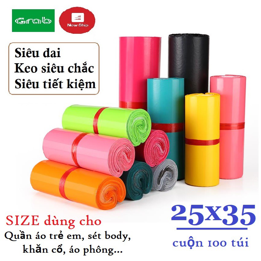 100 Túi Gói Hàng [25x35cm] Thông Dụng Cho Đồ Thời Trang Mùa Hè, Set Body Trẻ Em, Khăn... Siêu Dai, Siêu Dính