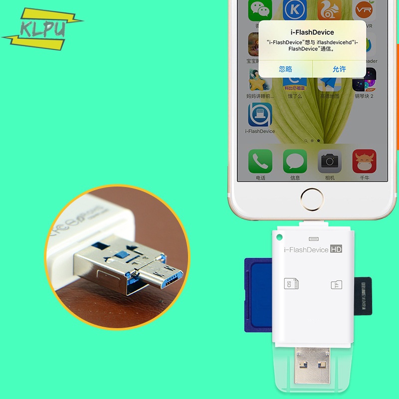 Đầu Đọc Thẻ Nhớ SD Đa Năng 3 Trong 1 Cho iPhone iPad PC