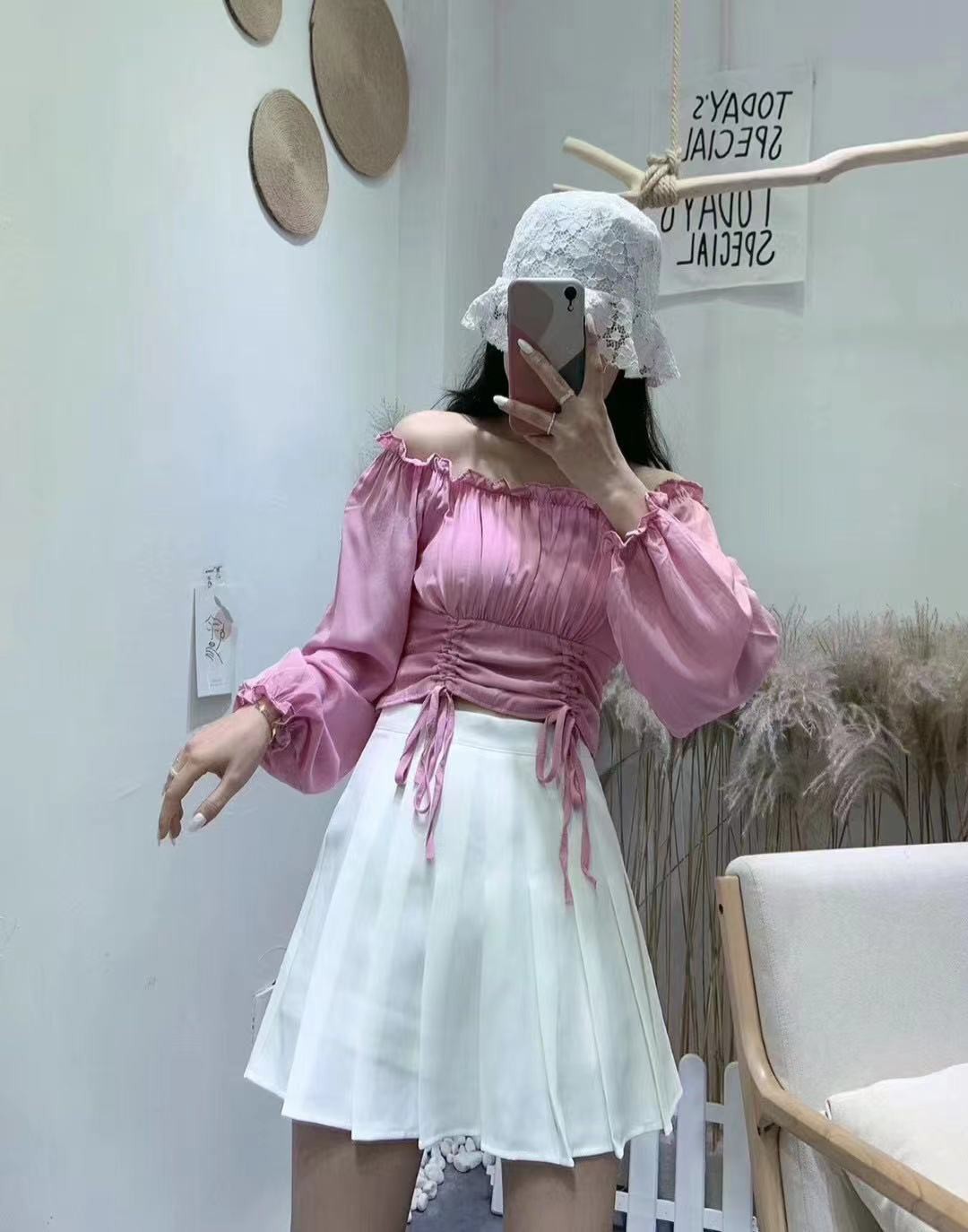 【Timi】 Phong Cách Hàn Quốc Sexy Off-the-the-the-Should-Off-up Versatile Puff Tay Áo | BigBuy360 - bigbuy360.vn