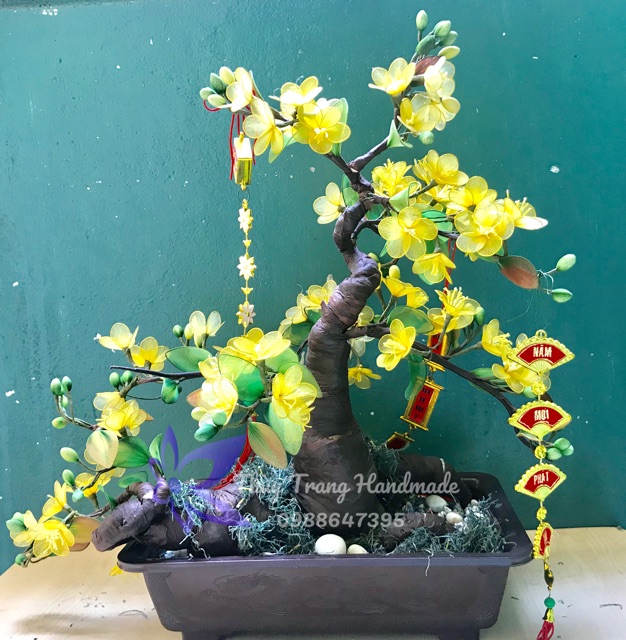 Chậu nhựa chữ nhật (3 màu đỏ, nâu, trắng) trồng cây bonsai hoặc cắm hoa voan bonsai