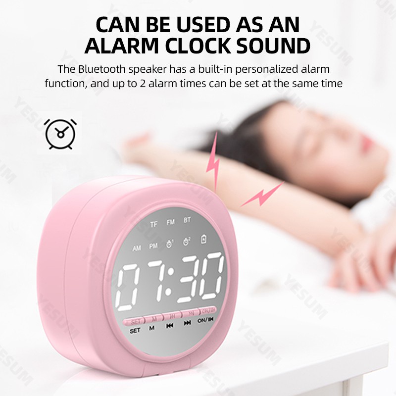 Loa Bluetooth Không Dây Tích Hợp Đồng Hồ Báo Thức Màn Hình Led
