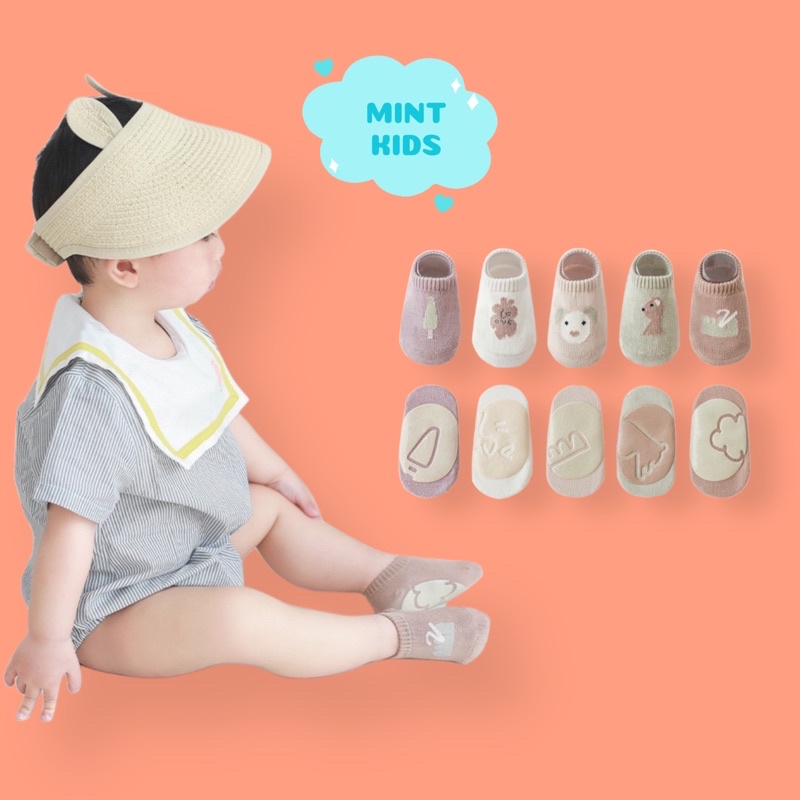 Tất cho bé, tất chống trượt cho bé, tất cổ ngắn cho bé 0 Đến 5 Tuổi Nemo Baby mềm mại TH-02