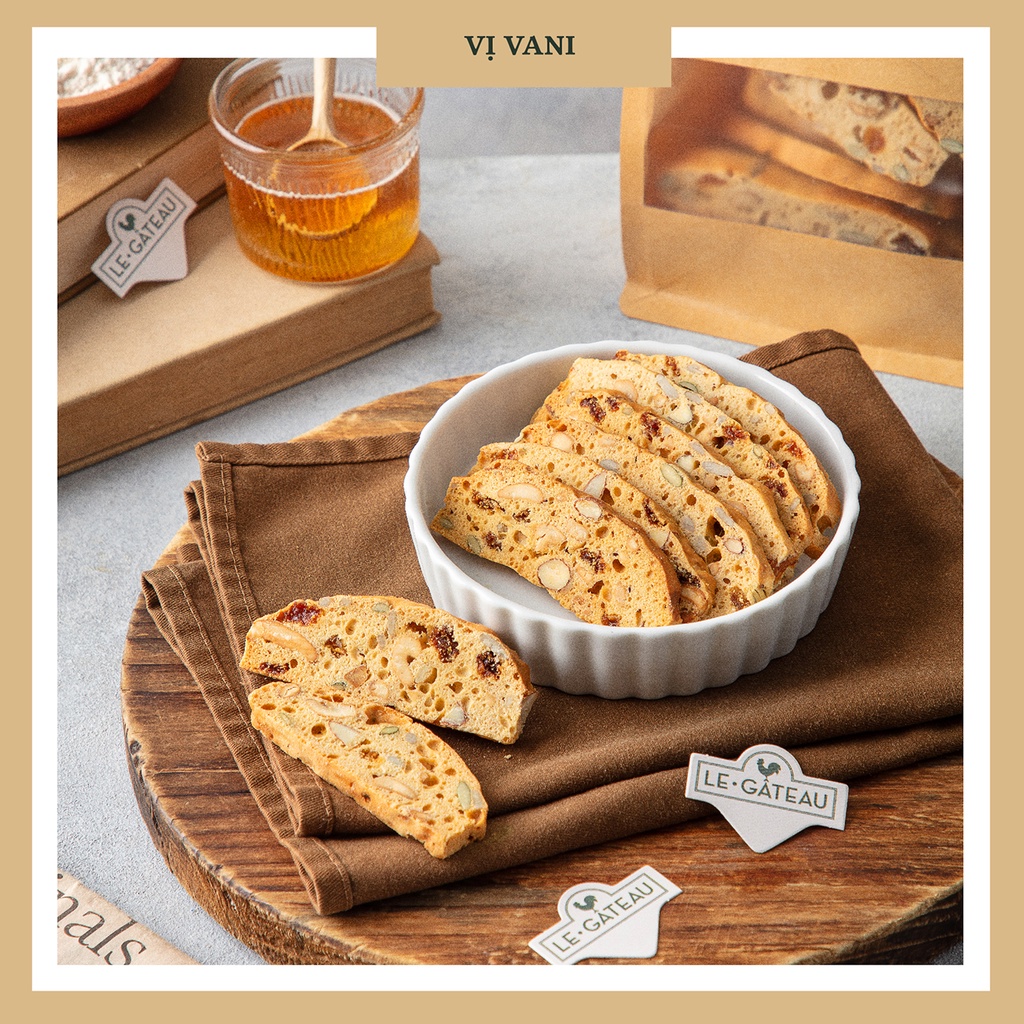 Bánh BISCOTTI ngũ cốc hỗ trợ ăn kiêng, dành cho người tiểu đường 3 vị | Thương hiệu Le Gâteau