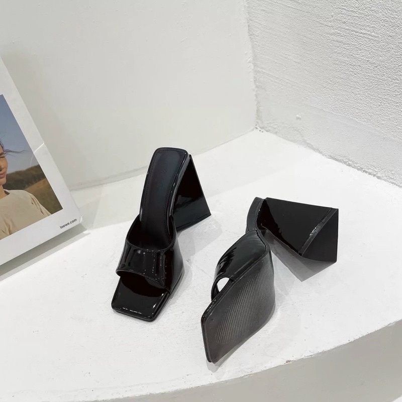 Guốc Cao Gót 7p Đế Tam Giác Kèm Ảnh Thật