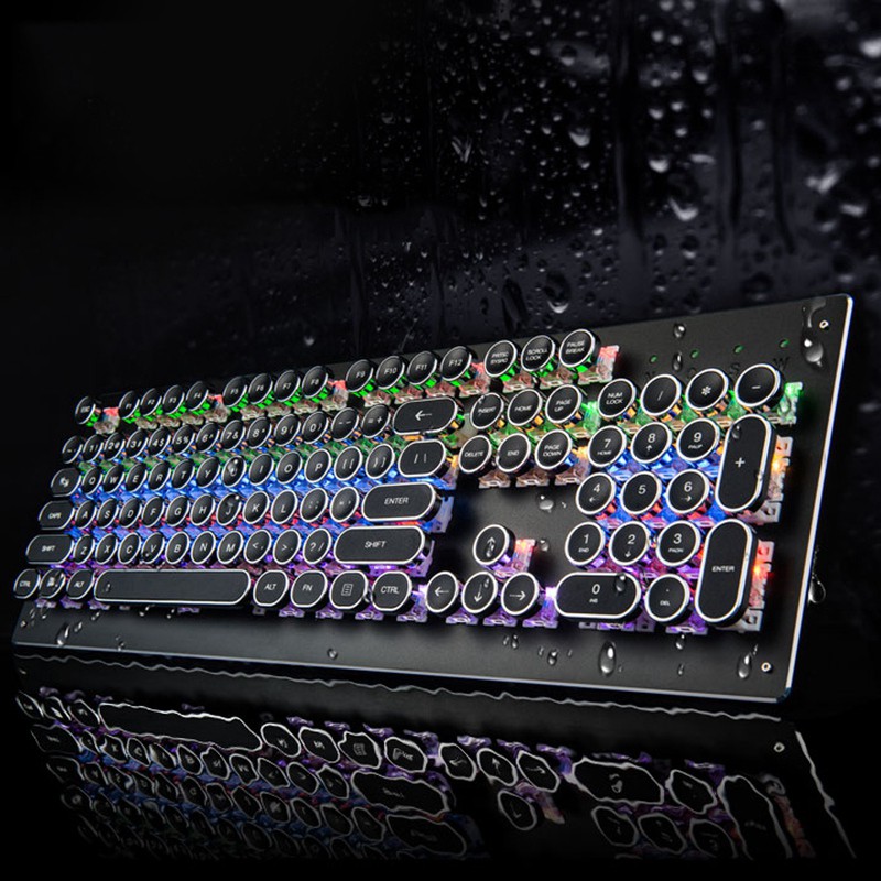 Retro Mechanical Gaming Keyboard, 14 RGB Backlit, Blue Switch -Tactile & Clicky, Typewriter Style, 104 Keys | BigBuy360 - bigbuy360.vn