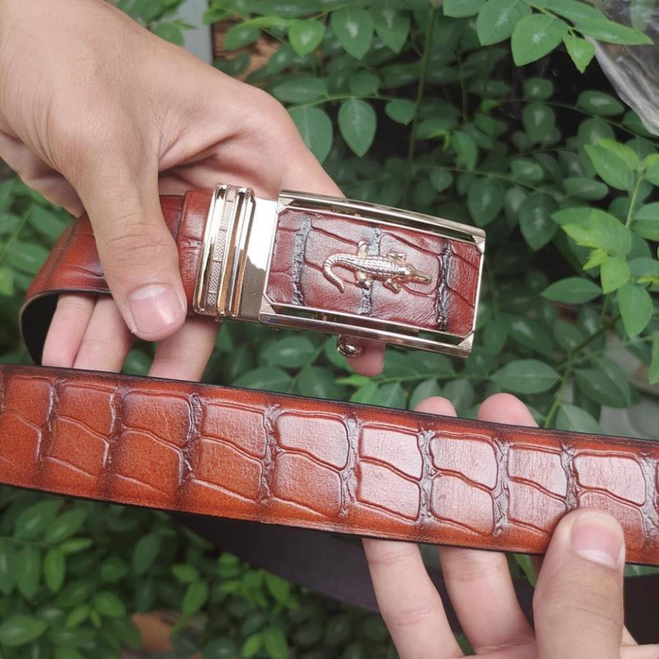 Thắt Lưng Nam Dây Nịt Nam Da Bò [ BAO TEST LỬA ] Dập Vân Cá Sấu Nguyên Tấm Kết Hợp Khóa Tỳ Cao Cấp Bảo Hành 1 Năm