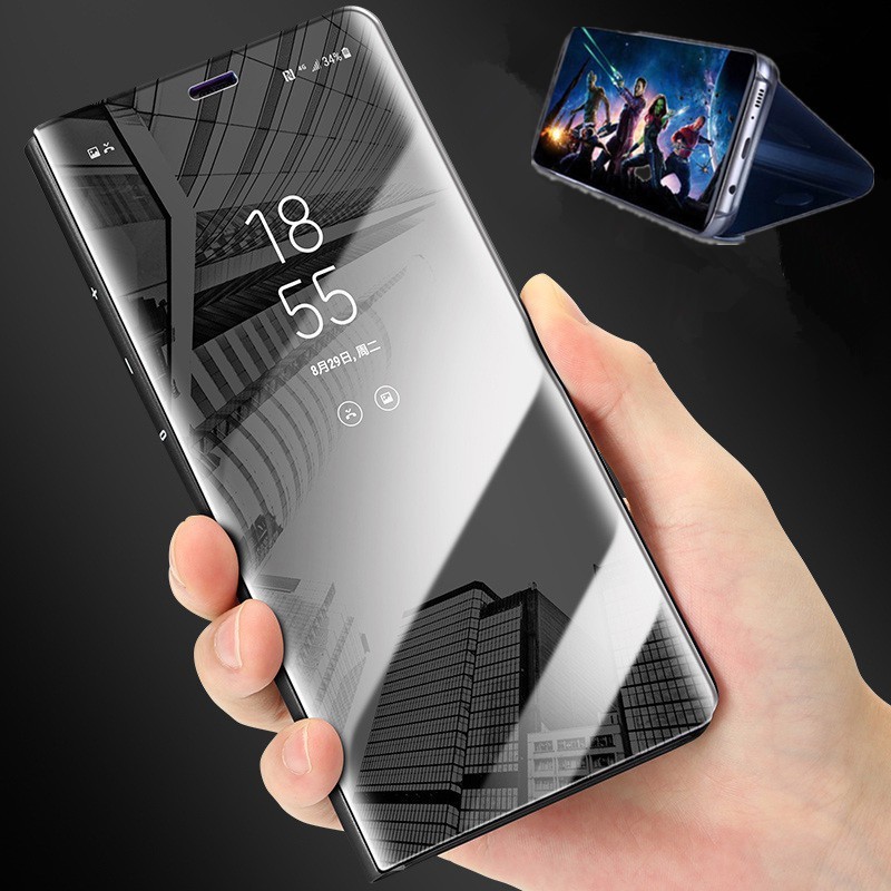 Bao da điện thoại nắp lật tráng gương Samsung Galaxy Note 3 Note 4 Note 5