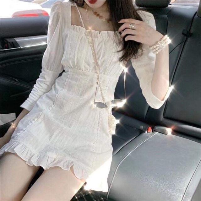 [ ẢNH CẬN VẢI] ĐẦM ULZZANG TRẮNG CHẤT VẢI COTTON THUÊ XINH XẮNXIN | BigBuy360 - bigbuy360.vn