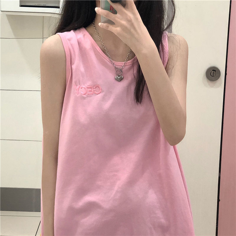 Áo Thun Nữ Không Tay Dáng Rộng Phong Cách Hàn Quốc Trẻ Trung