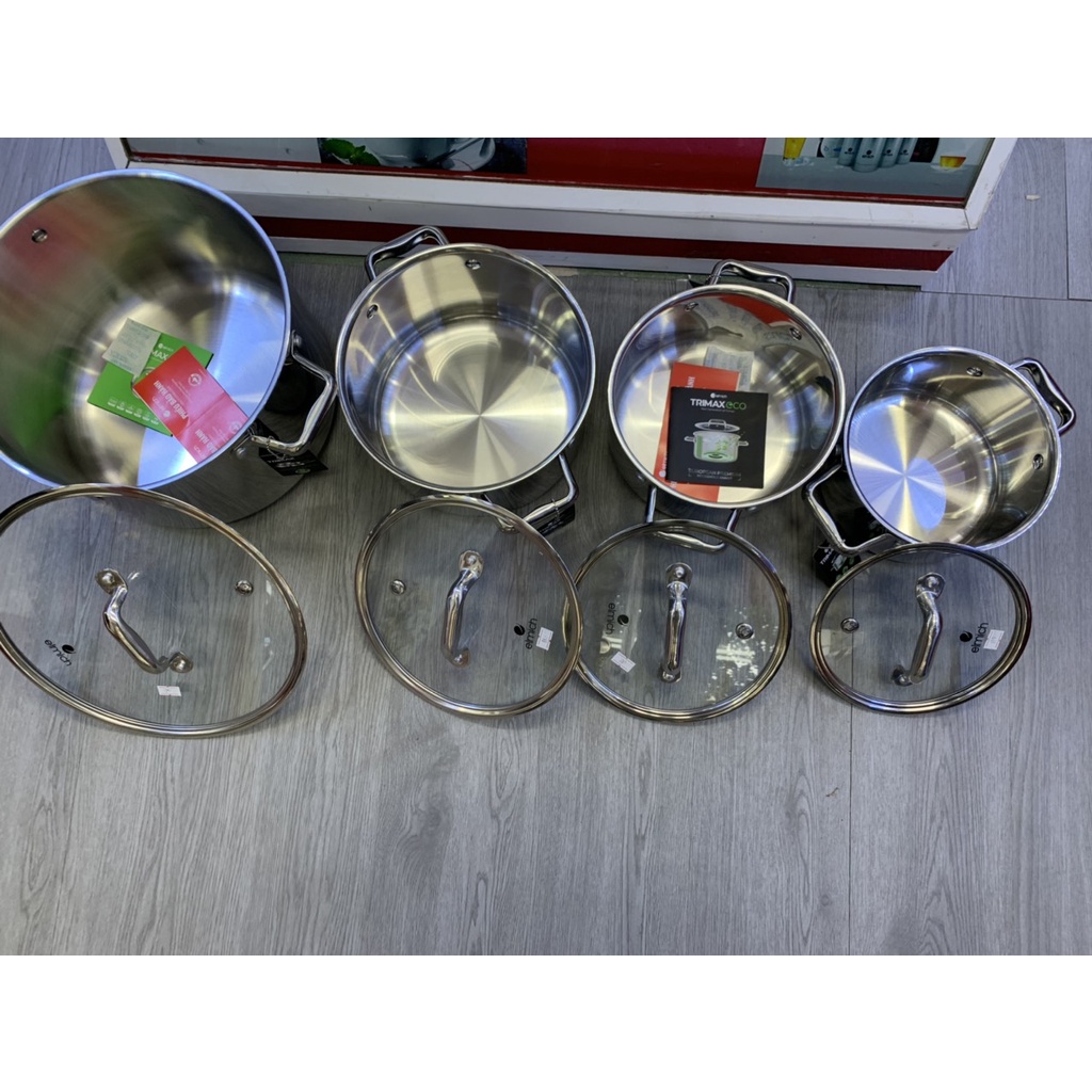 Nồi inox liền khối 3 lớp Elmich Trimax ECO size 16cm -18cm-20cm-22cm-24cm-26cm-28cm