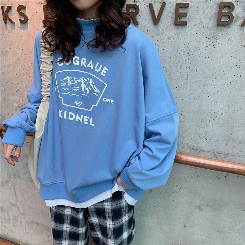 IELGY    Áo sweater Mỏng Cổ Tròn Dáng Rộng Phong Cách Hàn Quốc Cho Nữ