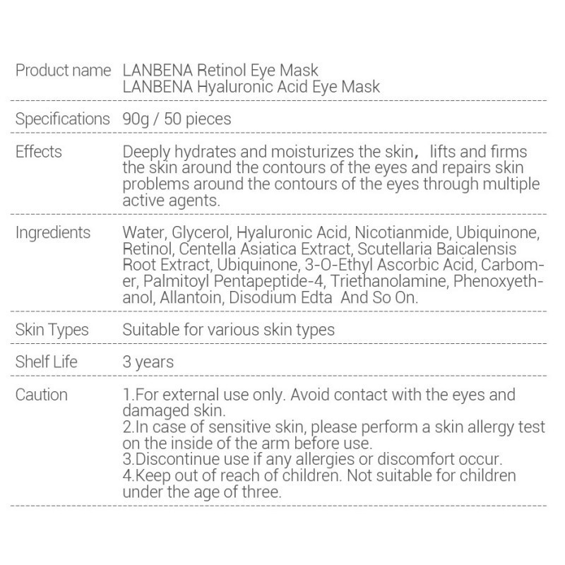 Set 50 mặt nạ ẩm dưỡng da chống lão hóa cho mắt thuộc thương hiệu LANBENA | BigBuy360 - bigbuy360.vn