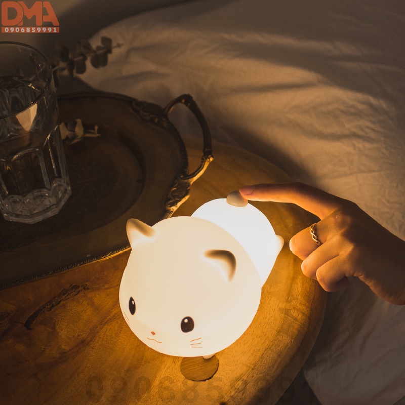 Đèn ngủ trang trí,đèn led silicon cảm ứng mèo dễ thương - (Papa cat)