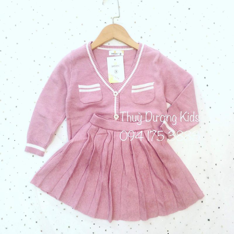 Set váy len xếp ly Sapodill cho bé gái 1-6y