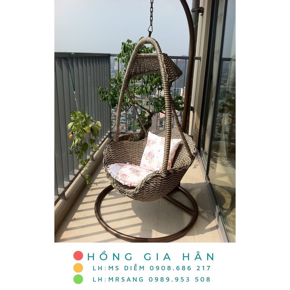 Xích đu mây nhựa thư giãn Hồng Gia Hân XD407