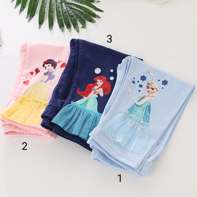 Quần legging bé gái RIO- Quần legging lửng bé gái hình elsa, anna, nàng tiên cá chất cotton thun lạnh bé gái hàng có sẵn